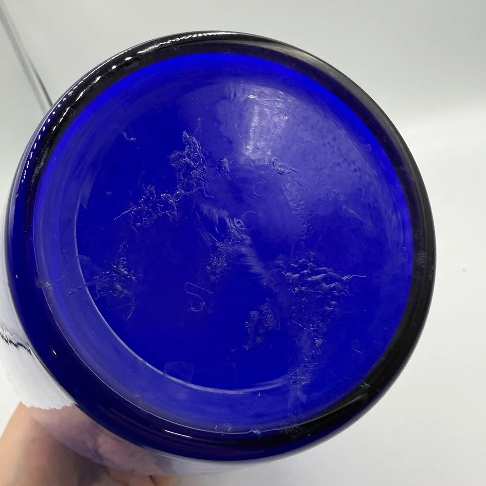 Handmade Italian Cristallerie Cobalt Blue24k Gold Accent Vase Mid Century Modern